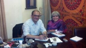 Joette Calabrese with Dr. Pratip Banerji at the PBHRF clinic in Kolkata